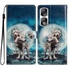 For Honor 90 Pro Colored Drawing Leather Phone Case(Twin Wolves) - 1