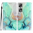 For Honor 90 Pro Colored Drawing Leather Phone Case(Green Marble) - 1