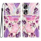 For Honor 90 Pro Colored Drawing Leather Phone Case(Purple Marble) - 1