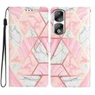 For Honor 90 Pro Colored Drawing Leather Phone Case(Pink Marble) - 1