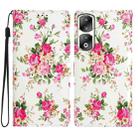 For Honor 90 Pro Colored Drawing Leather Phone Case(Peonies) - 1
