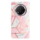 For Honor X9c 5G Colored Drawing Leather Phone Case(Pink Marble) - 3