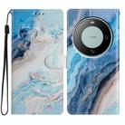 For Huawei Mate 60 Colored Drawing Leather Phone Case(Blue Marble) - 2