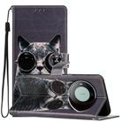 For Huawei Mate 60 Pro Colored Drawing Leather Phone Case(Sunglasses Cat) - 1