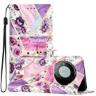 For Huawei Mate 60 Pro Colored Drawing Leather Phone Case(Purple Marble) - 1