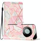 For Huawei Mate 60 Pro Colored Drawing Leather Phone Case(Pink Marble) - 1