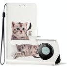 For Huawei Mate 60 Pro Colored Drawing Leather Phone Case(Little Tabby Cat) - 1