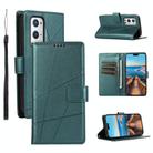 For OnePlus 9 Pro PU Genuine Leather Texture Embossed Line Phone Case(Green) - 1