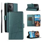 For OnePlus Ace PU Genuine Leather Texture Embossed Line Phone Case(Green) - 1