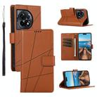 For OnePlus Ace 2 PU Genuine Leather Texture Embossed Line Phone Case(Brown) - 1