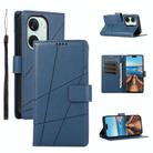For OnePlus Ace 2V PU Genuine Leather Texture Embossed Line Phone Case(Blue) - 1