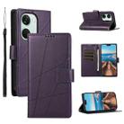 For OnePlus Ace 2V PU Genuine Leather Texture Embossed Line Phone Case(Purple) - 1