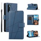 For OnePlus Nord PU Genuine Leather Texture Embossed Line Phone Case(Blue) - 1