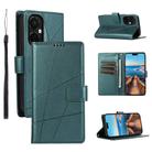 For OnePlus Nord CE 3 PU Genuine Leather Texture Embossed Line Phone Case(Green) - 1