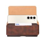 Splicing Cowhide Texture Waist Hanging Fold Phone Case(Brown) - 1