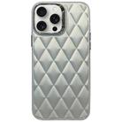 For iPhone 15 Pro Max 3D Rhombus Electroplating TPU Hybrid PC Phone Case(Silver) - 1