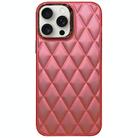 For iPhone 15 Pro 3D Rhombus Electroplating TPU Hybrid PC Phone Case(Rose Red) - 1