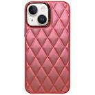 For iPhone 15 3D Rhombus Electroplating TPU Hybrid PC Phone Case(Rose Red) - 1