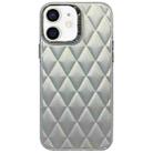 For iPhone 12 3D Rhombus Electroplating TPU Hybrid PC Phone Case(Silver) - 1