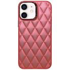 For iPhone 12 3D Rhombus Electroplating TPU Hybrid PC Phone Case(Rose Red) - 1