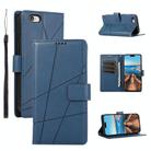 For iPhone 6s Plus / 6 Plus PU Genuine Leather Texture Embossed Line Phone Case(Blue) - 1