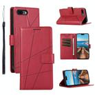 For iPhone 8 Plus / 7 Plus PU Genuine Leather Texture Embossed Line Phone Case(Red) - 1