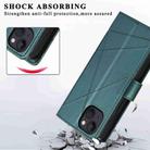 For iPhone 13 PU Genuine Leather Texture Embossed Line Phone Case(Green) - 6