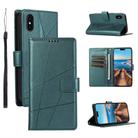 For iPhone XS / X PU Genuine Leather Texture Embossed Line Phone Case(Green) - 1