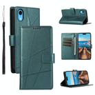 For iPhone XR PU Genuine Leather Texture Embossed Line Phone Case(Green) - 1