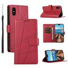 For iPhone XS Max PU Genuine Leather Texture Embossed Line Phone Case(Red) - 1