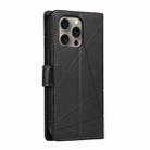 For iPhone 16 Pro Max PU Genuine Leather Texture Embossed Line Phone Case(Black) - 3