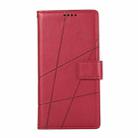 For iPhone 16 Pro Max PU Genuine Leather Texture Embossed Line Phone Case(Red) - 2