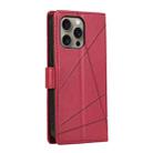 For iPhone 16 Pro Max PU Genuine Leather Texture Embossed Line Phone Case(Red) - 3