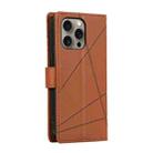 For iPhone 16 Pro Max PU Genuine Leather Texture Embossed Line Phone Case(Brown) - 3