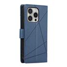 For iPhone 16 Pro PU Genuine Leather Texture Embossed Line Phone Case(Blue) - 3