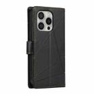 For iPhone 16 Pro PU Genuine Leather Texture Embossed Line Phone Case(Black) - 3