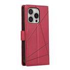 For iPhone 16 Pro PU Genuine Leather Texture Embossed Line Phone Case(Red) - 3