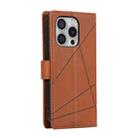 For iPhone 16 Pro PU Genuine Leather Texture Embossed Line Phone Case(Brown) - 3