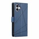 For iPhone 16 Plus PU Genuine Leather Texture Embossed Line Phone Case(Blue) - 3