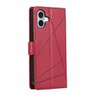 For iPhone 16 Plus PU Genuine Leather Texture Embossed Line Phone Case(Red) - 3