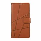 For iPhone 16 Plus PU Genuine Leather Texture Embossed Line Phone Case(Brown) - 2