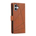 For iPhone 16 Plus PU Genuine Leather Texture Embossed Line Phone Case(Brown) - 3