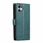 For iPhone 16 Plus PU Genuine Leather Texture Embossed Line Phone Case(Green) - 3