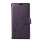 For iPhone 16 Plus PU Genuine Leather Texture Embossed Line Phone Case(Purple) - 2