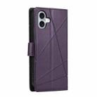 For iPhone 16 Plus PU Genuine Leather Texture Embossed Line Phone Case(Purple) - 3