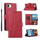 For iPhone SE 2024 PU Genuine Leather Texture Embossed Line Phone Case(Red) - 1