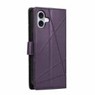 For iPhone 17 PU Genuine Leather Texture Embossed Line Phone Case(Purple) - 3