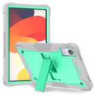For Xiaomi Redmi Pad SE Shockproof Silicone Hybrid PC Tablet Case with Holder(Mint Green + Grey) - 1