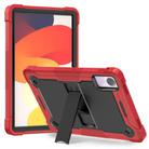 For Xiaomi Redmi Pad SE Shockproof Silicone Hybrid PC Tablet Case with Holder(Black + Red) - 1