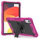 For Xiaomi Redmi Pad SE Shockproof Silicone Hybrid PC Tablet Case with Holder(Black + Rose Red) - 1
